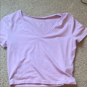 Purple Fitted Crop T-Shirt Short Sleeve
